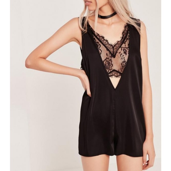Missguided Other - Missguided Lace Satin Lingerie Romper sz US 2